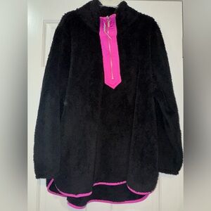 NWT Lane Bryant Livi Active Plus Size 22/24 Black Half-Zip Sherpa Pullover Top